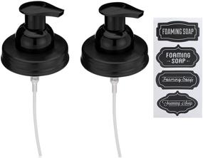 img 2 attached to 🧴 Jarmazing Products Mason Jar Foaming Soap Dispenser Lids - Waterproof Stickers Included - 2 Pack, Black
