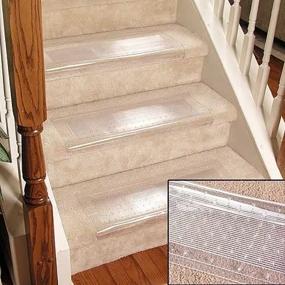 img 2 attached to Set of 2 Clear Stair Treads Carpet Protectors