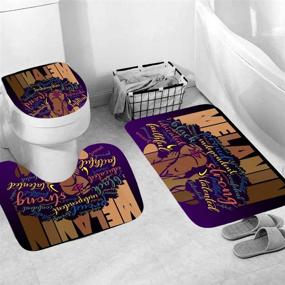 img 3 attached to Non-Slip African American Shower Curtain Set - 4PCS Bathroom Sets with Rugs, Toilet Lid Cover, and Bath Mat featuring Quotes of Strong Black Women. Waterproof Fabric Shower Curtains and Accessories for Bathroom.