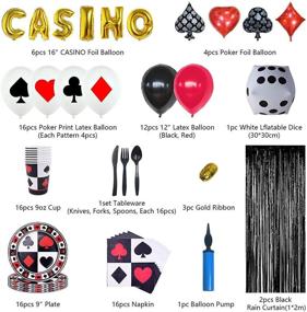 img 3 attached to Get the Ultimate Casino Party Decorations Kit: Balloons, Inflatable Die, Fringe Curtain, Dinnerware Set, Utensils, & Banner (Serves 16 Guests - 141 Piece Set)