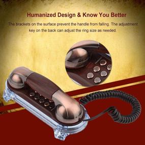 img 2 attached to 📞 Retro Style Corded Phone - Antique Mini Size Landline with Elegant Design, Metal Buttons, Blue Incoming-Call Bottom Light - Perfect for Home or Hotel (Red Copper)