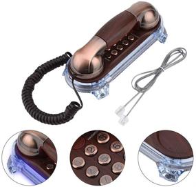 img 3 attached to 📞 Retro Style Corded Phone - Antique Mini Size Landline with Elegant Design, Metal Buttons, Blue Incoming-Call Bottom Light - Perfect for Home or Hotel (Red Copper)