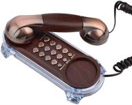 📞 retro style corded phone - antique mini size landline with elegant design, metal buttons, blue incoming-call bottom light - perfect for home or hotel (red copper) logo