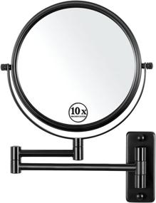img 4 attached to 🔍 Black Wall Mounted Makeup Mirror: Double-Sided 1x/10x Magnifying, Swivel Arm, Bathroom Vanity Mirror