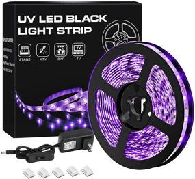 img 4 attached to YeeSite 33ft UV LED Black Lights Strip Kit - Remote Control, 600 Units Lamp Beads, 12V/3A - Flexible Blacklight Fixtures for Fluorescent Dance Party, Body Paint & Stage Lighting (10M)