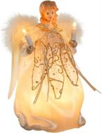 🌟 kurt adler 10-light 9-inch ivory and gold angel tree topper logo