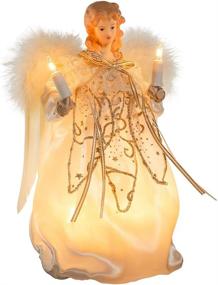 img 4 attached to 🌟 Kurt Adler 10-Light 9-Inch Ivory and Gold Angel Tree Topper