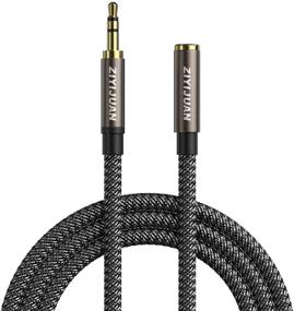 img 4 attached to 🔊 Premium 12ft/4m Headphone Extension Cable: Lossless Stereo Audio Sound with Gold Plated Jack & Strong Nylon Braided Cord - Male to Female 3.5mm Audio Cable