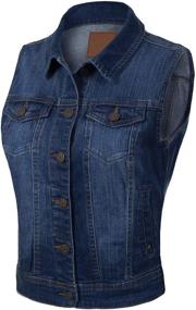 img 2 attached to Olivia Women's Sleeveless Cropped Stone Washed Jean Jacket Vest with Distressed Finish