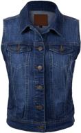 olivia women's sleeveless cropped stone washed jean jacket vest with distressed finish logo