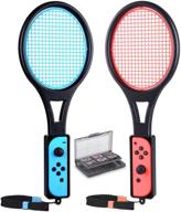 🎮 nintendo switch joy-con tennis racket, tendak game accessories for mario tennis aces with 12 in 1 game card case (2 pack, black) логотип