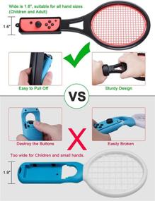 img 1 attached to 🎮 Nintendo Switch Joy-Con Tennis Racket, Tendak Game Accessories for Mario Tennis Aces with 12 in 1 Game Card Case (2 Pack, Black)