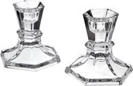 enhance your décor with godinger silver art hexagon crystal candle stick holders - set of 2 logo