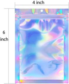 img 3 attached to 🌬️ 100 Count 4x6 Inch Smell Proof Holographic Mylar Bags - Resealable Food Storage Pouches with Double-Sided Ziplock Seal