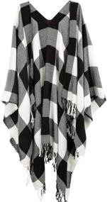 img 4 attached to 🧣 Surblue Elegant Shawl Scarf: Classic Plaid Open Front, Oversized, Soft for Women