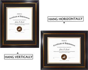 img 1 attached to 🖼️ Golden State Art, 11x14 Diploma/Certificate Frame with Sawtooth Hangers, Real Glass, Black Gold & Burgundy Molding, (Black Over Gold Double Mat, 8.5x11 Diploma)