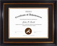 🖼️ golden state art, 11x14 diploma/certificate frame with sawtooth hangers, real glass, black gold & burgundy molding, (black over gold double mat, 8.5x11 diploma) logo