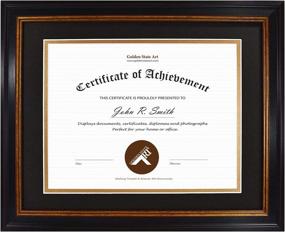 img 4 attached to 🖼️ Golden State Art, 11x14 Diploma/Certificate Frame with Sawtooth Hangers, Real Glass, Black Gold & Burgundy Molding, (Black Over Gold Double Mat, 8.5x11 Diploma)