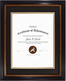 img 3 attached to 🖼️ Golden State Art, 11x14 Diploma/Certificate Frame with Sawtooth Hangers, Real Glass, Black Gold & Burgundy Molding, (Black Over Gold Double Mat, 8.5x11 Diploma)