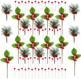 img 3 attached to 🎄 Tatuo 120-Piece Artificial Pine Picks with Red Berries: Perfect for Christmas, Winter, and Holiday Decorations!