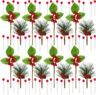 🎄 tatuo 120-piece artificial pine picks with red berries: perfect for christmas, winter, and holiday decorations! logo