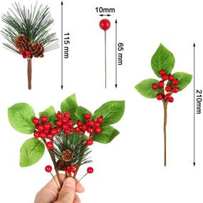 img 2 attached to 🎄 Tatuo 120-Piece Artificial Pine Picks with Red Berries: Perfect for Christmas, Winter, and Holiday Decorations!