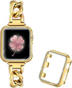 img 4 attached to Браслеты Dilando Cool Chain Metal Link для Apple Watch 38мм/40мм/42мм/44мм - Женские, золотистые, из нержавеющей стали с декоративным чехлом - Совместимые с Iwatch SE Series 6 5 4 3 2 1 (Золотистые, 38мм)