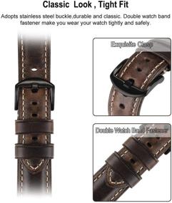 img 2 attached to 🍎 HUAFIY Retro Leather Apple Watch Band 42mm 44mm for Men - Top Grain Replacement Strap iWatch Series 6/5/4/3/2/1, Sport Edition - Retro Coffee with Black Buckle (42mm 44mm-ML)