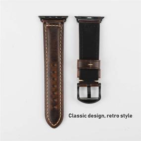 img 1 attached to 🍎 HUAFIY Retro Leather Apple Watch Band 42mm 44mm for Men - Top Grain Replacement Strap iWatch Series 6/5/4/3/2/1, Sport Edition - Retro Coffee with Black Buckle (42mm 44mm-ML)