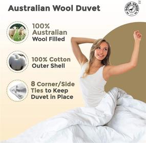 img 2 attached to High-Quality DOWN UNDER Bedding Queen Size Australian Washable Sheepskin Wool Duvet - All Season Blanket - 100% Cotton Cover - Medium Weight Comforter Quilt with Corner Ties Tab