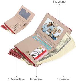 img 1 attached to 👛 Chic RFID Boho Wallets: Small Compact Bifold with Tassel Purse, ID Window & Hollow Out Pattern - Perfect Gift Item!
