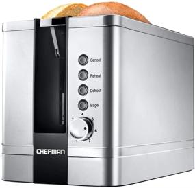 img 4 attached to 🍞 Chefman Stainless Steel 2-Slice Pop-Up Toaster with 7 Shade Settings, Extra Wide Bagel Slots, Defrost/Reheat/Cancel Functions, Removable Crumb Tray, 850W, 120V, Silver (Standard Pack)