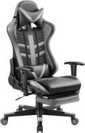 🪑 homall ergonomic high-back racing chair with leather bucket seat, headrest, footrest, and lumbar support in black and gray logo