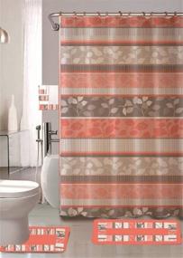 img 2 attached to 🛀 Zen 18-Piece Bathroom Set: 2-Rugs/Mats, 1-Fabric Shower Curtain, 12-Fabric Covered Rings, 3-pc. Decorative Towel Set (Peach) - Create a Tranquil Oasis