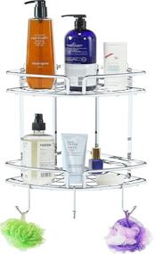 img 4 attached to 🚿 Efficient and Stylish 2-Tier Bathroom Corner Shower Caddy Organizer – Chrome Finish