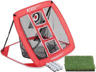 ⛳️ enhance your golf skills with rukket pop up chipping net: perfect outdoor/indoor golfing target & swing game kit with training balls, hitting mat, and adjustable tee logo