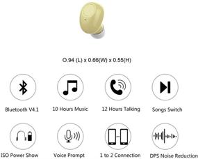 img 2 attached to Bluetooth Earbud with 10 Hours Playtime, Wireless Headphone, Mini Hands-Free Car Earphone, Single Bluetooth Headset for iPhone Samsung Android Phone PC TV Audiobook (Beige)