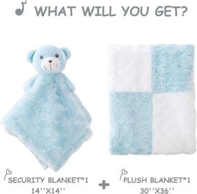 img 1 attached to 👶 ZECHREY Baby Unisex Plush Blanket with Attached Blue Bear Comfort Toy – Super Soft, Cozy, and Lightweight Crib Blanket for Toddler Girls, Boys, and Infants