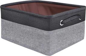 img 4 attached to 📦 Gladpaws Small Fabric Storage Baskets with Handles - Ideal for Organizing Gifts, Toys, and Clothes - Collapsible Rectangular Storage Bins for Closet Shelves (A1-Grey/Black, 14.2X10.2X6.3inch)