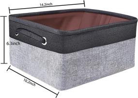 img 1 attached to 📦 Gladpaws Small Fabric Storage Baskets with Handles - Ideal for Organizing Gifts, Toys, and Clothes - Collapsible Rectangular Storage Bins for Closet Shelves (A1-Grey/Black, 14.2X10.2X6.3inch)