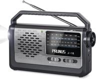 📻 prunus j15 portable radio: unbeatable fm am sw reception [chip made in usa] - ac power or battery operated - up to 400 hours use! logo