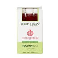 🍒 hygienic facial and body hair removal treatment with clean + easy large pomegranate roll-on wax refill - 3 packs. ideal for sensitive skin, suitable for all skin and hair types. logo