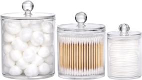 img 4 attached to 🧼 Tbestmax Cotton Swab/Ball/Pad Holder Set - 10/20/36 Oz Qtip Apothecary Jars with Clear Lids for Clear Bathroom Storage