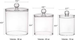 img 3 attached to 🧼 Tbestmax Cotton Swab/Ball/Pad Holder Set - 10/20/36 Oz Qtip Apothecary Jars with Clear Lids for Clear Bathroom Storage