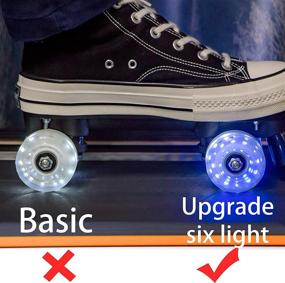 img 3 attached to 🛼 MASHART Roller Skate Wheels: Outdoor 6 LED Light Up 4 Pack for Luminous Double Row Skating and Skateboard with Bearings 32mm x 58mm