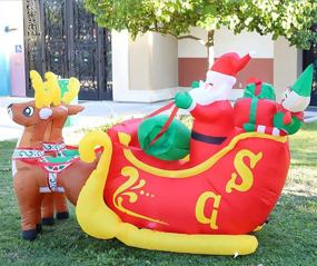 img 2 attached to 🎅 7 FT Outdoor Christmas Inflatable Deer Cart with Santa - Yard Decoration Clearance, LED Lights Included for Holiday, Christmas, Party, Yard, Garden