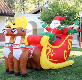 img 3 attached to 🎅 7 FT Outdoor Christmas Inflatable Deer Cart with Santa - Yard Decoration Clearance, LED Lights Included for Holiday, Christmas, Party, Yard, Garden