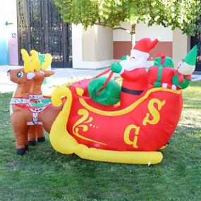 img 1 attached to 🎅 7 FT Outdoor Christmas Inflatable Deer Cart with Santa - Yard Decoration Clearance, LED Lights Included for Holiday, Christmas, Party, Yard, Garden