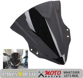 img 1 attached to 🛵 Черный лобовое стекло мопеда Scooter WindScreen Wind Deflectors Double Bubble, совместимый с Kawasaki Ninja 400 EX400 2018-2019