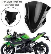 🛵 black windshield scooter windscreen wind deflectors double bubble compatible with 2018-2019 kawasaki ninja 400 ex400 logo